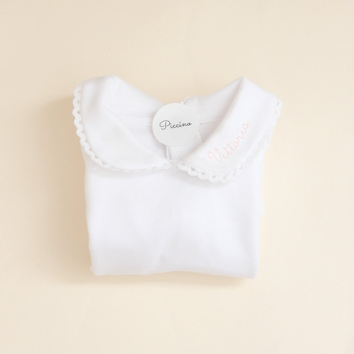 Body con colletto ricamo rosa baby - Piccino store